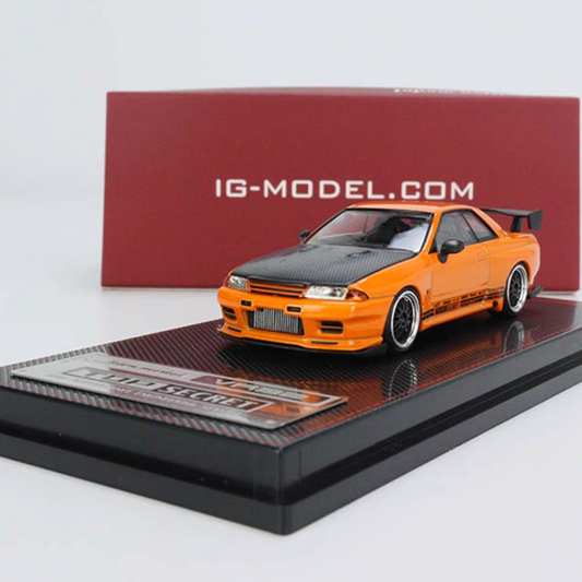 IG 1:64-Nissan TOP SECRET GT-R (VR32) - Orange and Yellow Metal Diecast Car Model