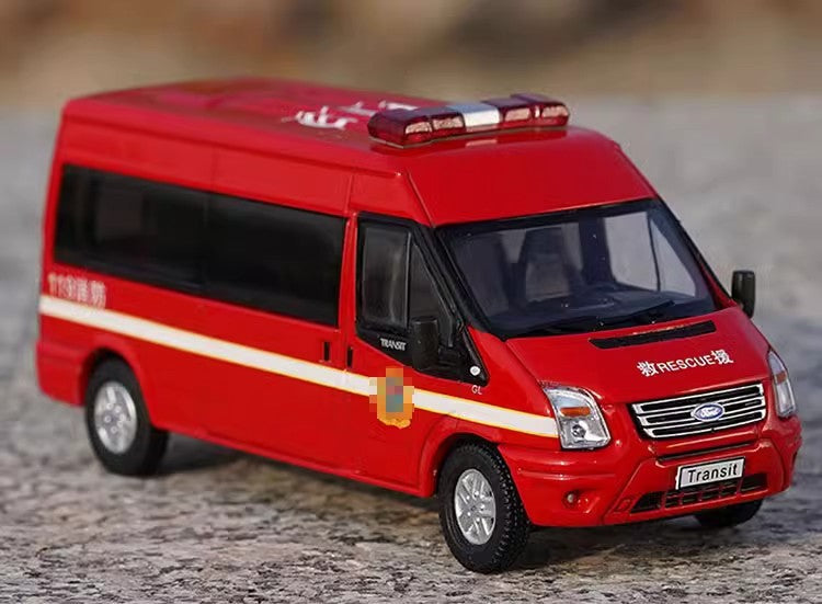 GCD 1:64 Ford Transit Police Car Firefighting Ambulance Special Vehicle Alloy Car Models Vehicle Model