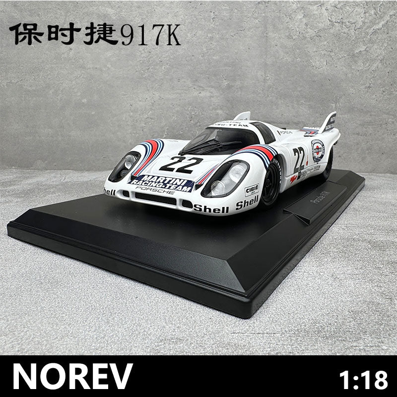 NOREV 1/18 Porsche 917K 1971 24H White # 22 Alloy Car Model Gift