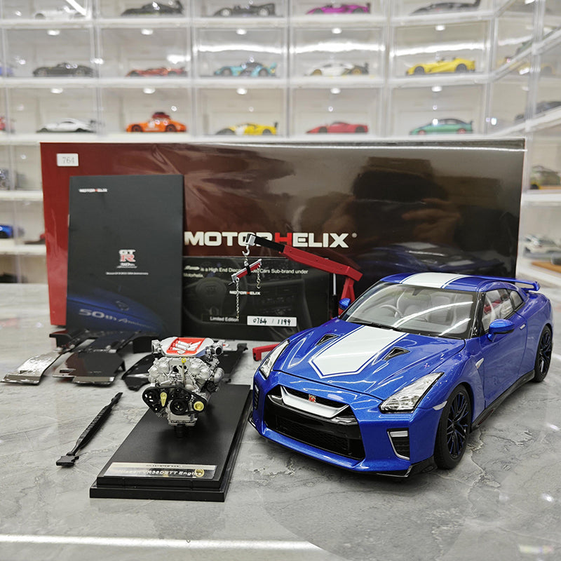 MH 1 18 Nissan GTR R35 Nissan 50th Anniversary Edition Simulation Alloy Car Model  Premium Collectible / Gifts