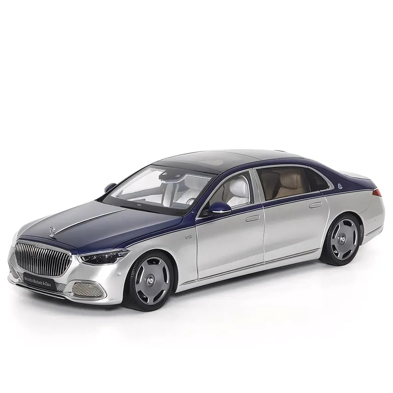 Maybach S-Class 2021 Diecast Model – 1/18 Scale Collectible Car Model (Blue and Silver)