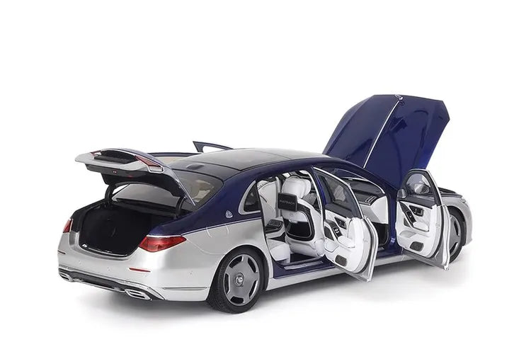 Maybach S-Class 2021 Diecast Model – 1/18 Scale Collectible Car Model (Blue and Silver)