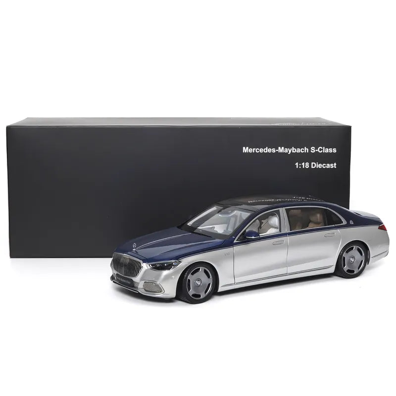 Maybach S-Class 2021 Diecast Model – 1/18 Scale Collectible Car Model (Blue and Silver)