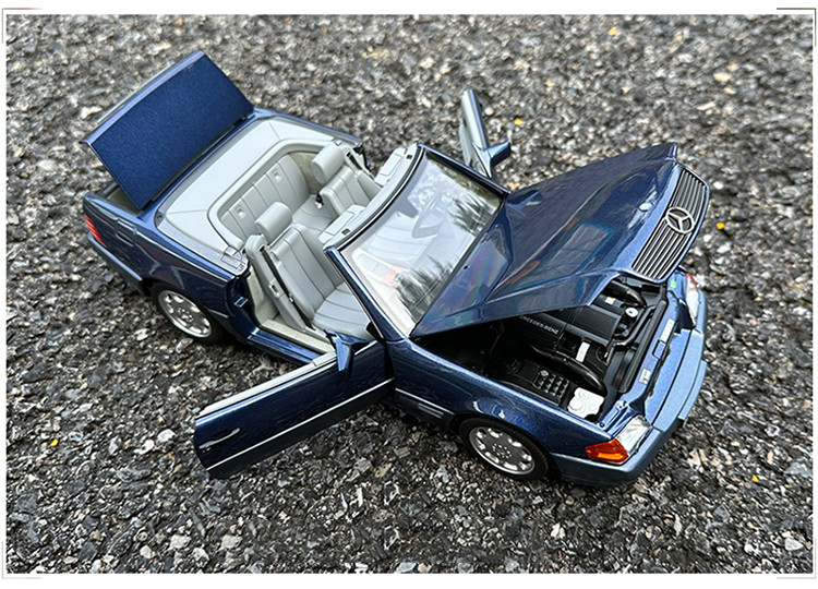 1989 vintage convertible 1:18 Mercedes Benz SL500 dark blue