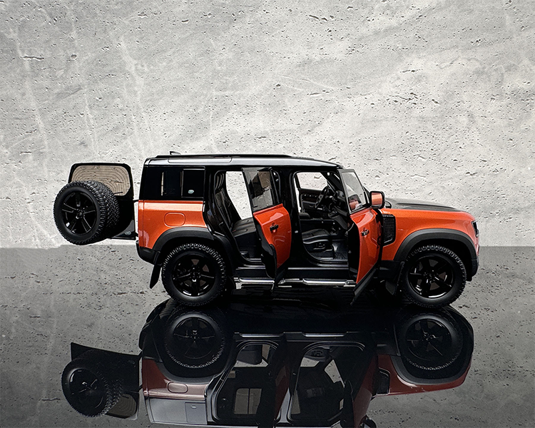 AR 1:18 New Land Rover Defender 110 Kit Edition 2020 Diecast Car Model Orange & Black Commemorative Edition