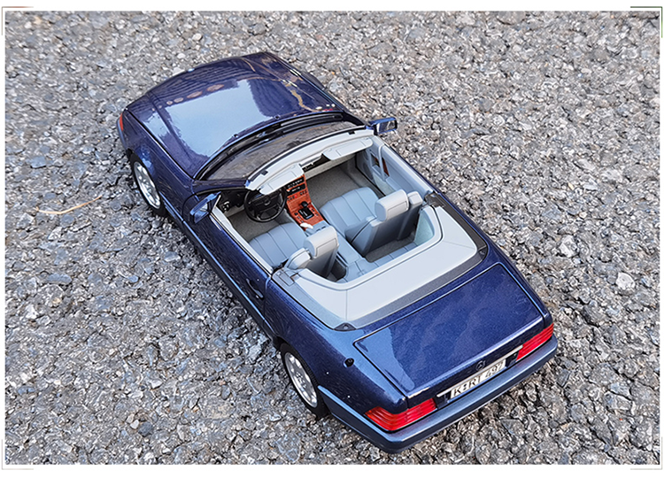 1989 vintage convertible 1:18 Mercedes Benz SL500 dark blue