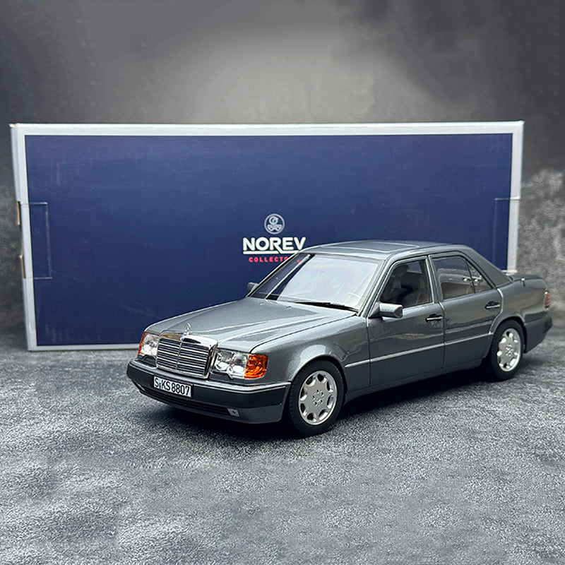 E-Class 1:18 Mercedes Benz 500E W124 AMG Grey Sedan Alloy Fully Open Car Model