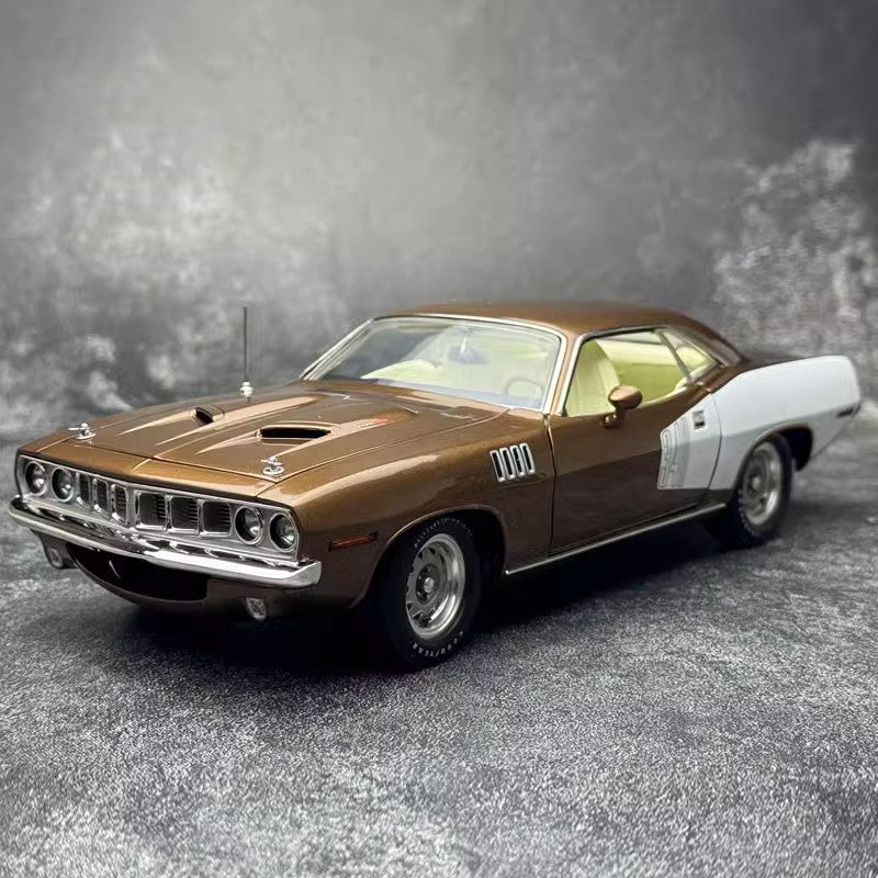 ACME 1:18 1971 Plymouth Cuda Muscle Car Alloy Simulation Car Model Brown top Premium Collectibles / Souvenirs / Gifts