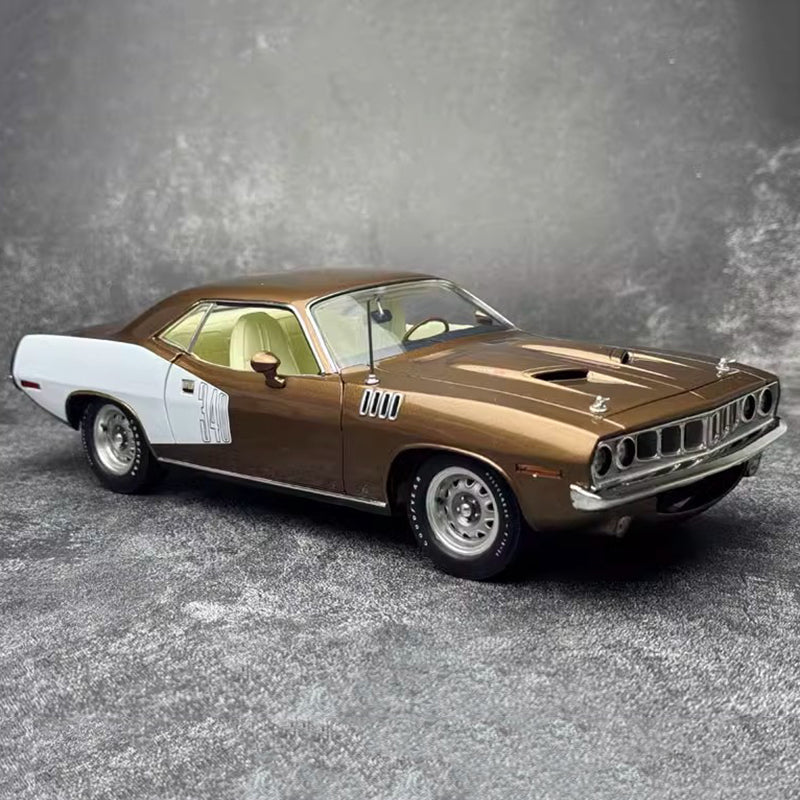 ACME 1:18 1971 Plymouth Cuda Muscle Car Alloy Simulation Car Model Brown top Premium Collectibles / Souvenirs / Gifts