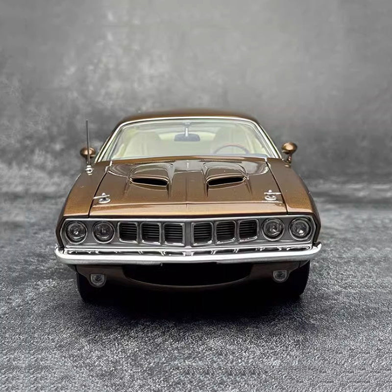 ACME 1:18 1971 Plymouth Cuda Muscle Car Alloy Simulation Car Model Brown top Premium Collectibles / Souvenirs / Gifts