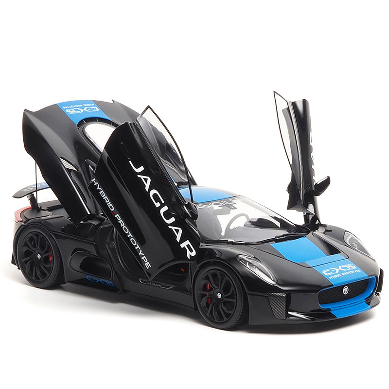 Almost Real car model 1:18 alloy fully open C-X75 metal black with light blue stripes