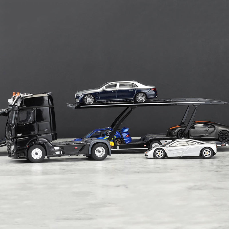 GCD upgraded version 1:64 Mercedes-Benz Actros double-decker coupe trailer car transporter car model limited edition