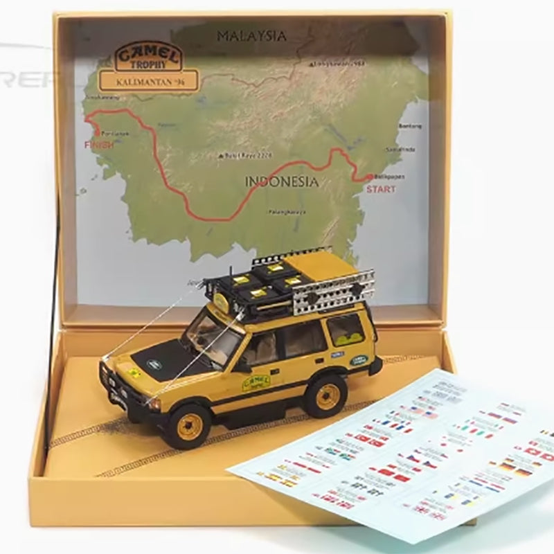 AlmostReal 1:43 Land Rover Discovery First Generation Camel Cup Kalimantan Station Alloy Car Model（410410）