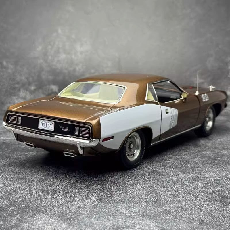 ACME 1:18 1971 Plymouth Cuda Muscle Car Alloy Simulation Car Model Brown top Premium Collectibles / Souvenirs / Gifts