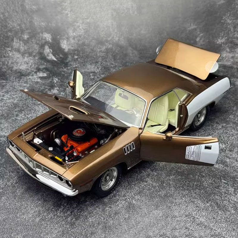 ACME 1:18 1971 Plymouth Cuda Muscle Car Alloy Simulation Car Model Brown top Premium Collectibles / Souvenirs / Gifts