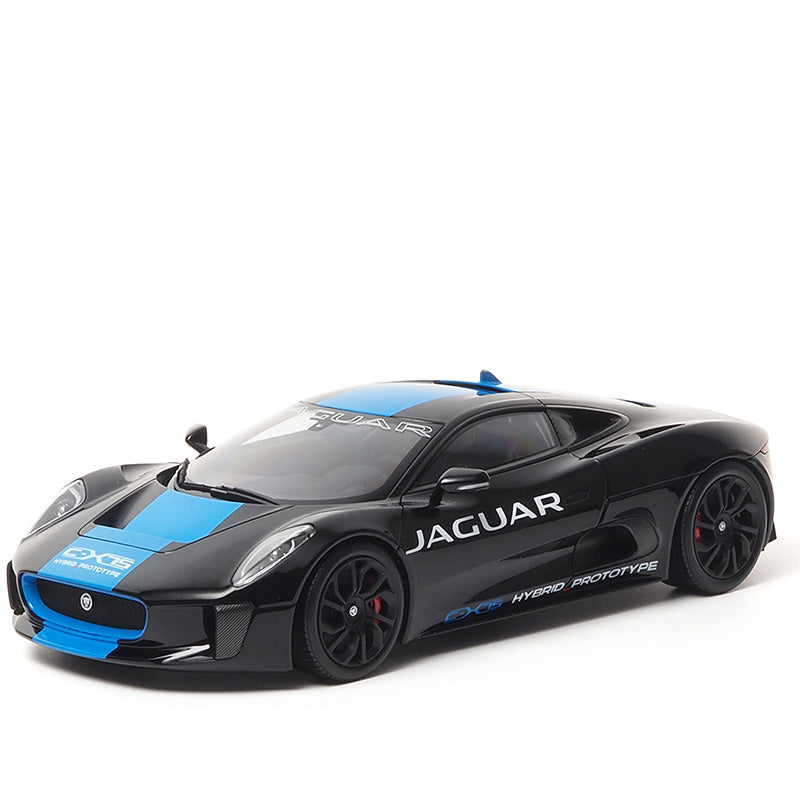 Almost Real car model 1:18 alloy fully open C-X75 metal black with light blue stripes