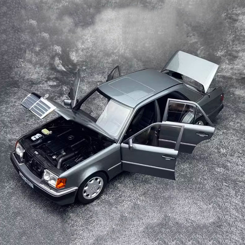 E-Class 1:18 Mercedes Benz 500E W124 AMG Grey Sedan Alloy Fully Open Car Model